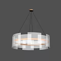 Stylish Modern Circular Chandelier With Transparent Panels And Illuminated Light Strip