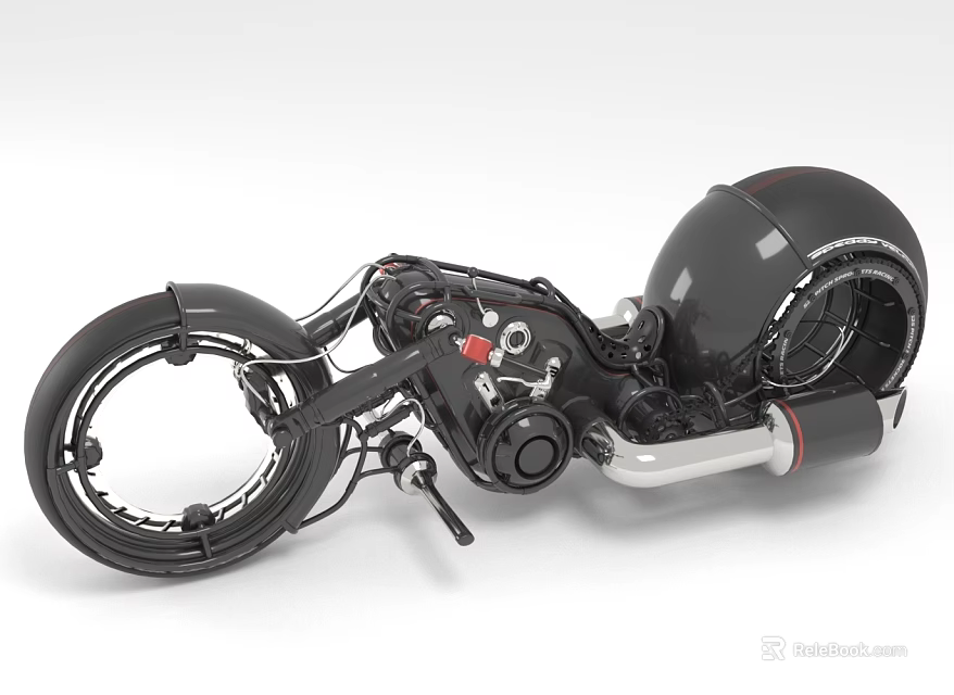 Futuristic Motorcycle With Unique Wheel And Mechanical Design 3d model 