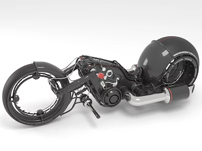 Futuristic Motorcycle With Unique Wheel And Mechanical Design 3d model