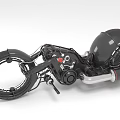 Futuristic Motorcycle With Unique Wheel And Mechanical Design 3d model