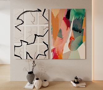 Modern abstract painting decorative painting 3d model