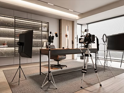 Modern Photography Studio Interior With Professional Equipment And Work Area 3d model