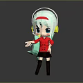Low Poly Cartoon Character With Light Green Hair Red Headband Yellow Headphones And Pointing Gesture