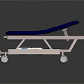 Adjustable Medical Transport Bed with Blue Mattress Pink Frame and Wheels for Hospital Patient Use