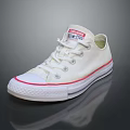 White Converse All Star Classic Low Top Canvas Shoes With Red Accents