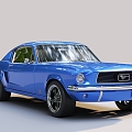 Blue Retro Car Ford Mustang 3d model