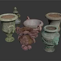 Ornamental Plant Pots With Intricate Carvings And Various Shapes For Garden Decor