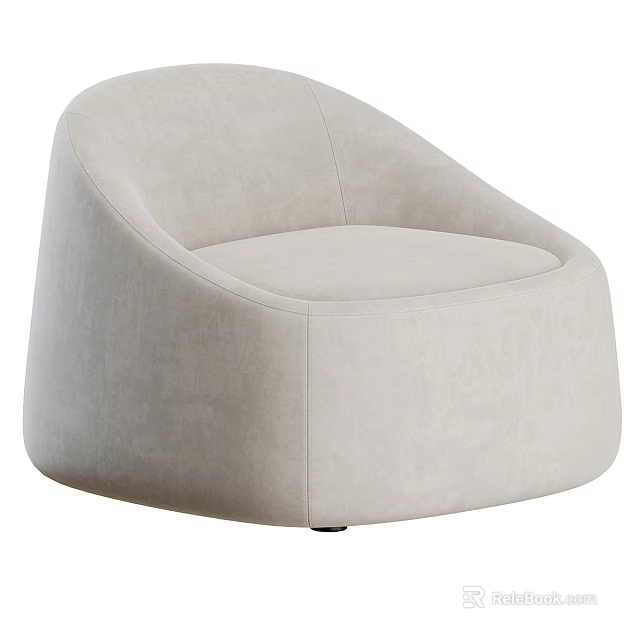 Modern Minimalist Single Sofa With Light Beige Upholstered Curved Design For Living Room 3d model 