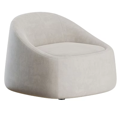 Modern Minimalist Single Sofa With Light Beige Upholstered Curved Design For Living Room 3d model