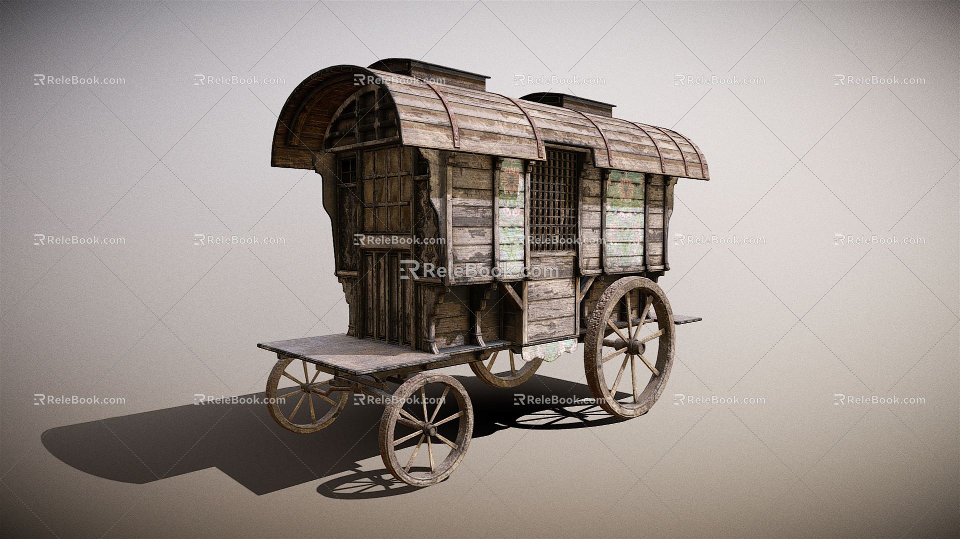 Vintage carriage medieval station wagon 3d model