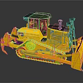 Detailed Yellow CAT Bulldozer Construction Vehicle With Tracks And Blade
