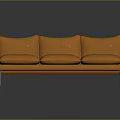 Modern Orange Leather Three Seater Sofa With Metal Legs Stylish Design