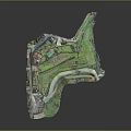 Architectural Model of Village Community With Residential Buildings Curved Roads and Green Spaces