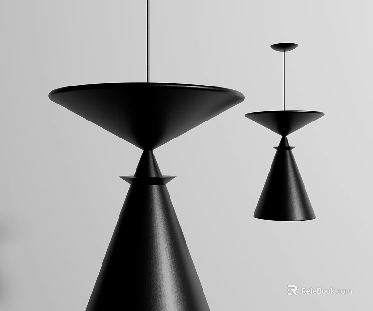 Modern Black Pendant Lamps With Unique Geometric Cone Shapes For Interior Decor 3d model 