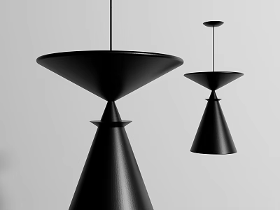 Modern Black Pendant Lamps With Unique Geometric Cone Shapes For Interior Decor 3d model