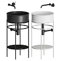 Modern Different Styles Black And White Washbasin Designs With Metal Frame Stands