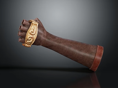 Decorative Brown Arm Model With Gold Bracelet And Intricate Patterns 3d model