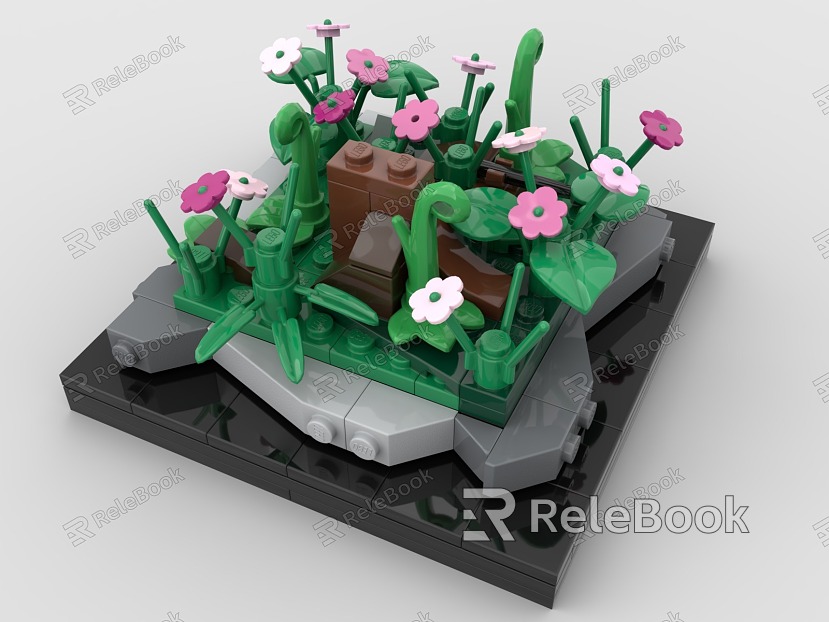 LEGO toy scene flowerbed meadow plant flowers model