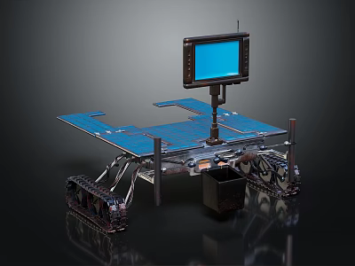 Space Exploration Rover With Blue Solar Panels And Display Screen For Planetary Missions 3d model