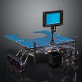 Space Exploration Rover With Blue Solar Panels And Display Screen For Planetary Missions 3d model