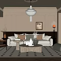 Elegant Modern Living Room Interior With Beige Sofa Coffee Table And Geometric Rug