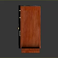 Elegant Red Wooden Furniture Cabinet With Gold Circular Handle And Black Top