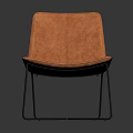 Modern Brown Leather Chair with Black Metal Frame and Minimalist Design