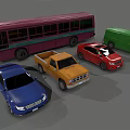 Colorful Toy Car Collection Featuring Bus Truck Sedan Van and Pickup Models