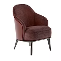 Burgundy Fabric Single Sofa With Modern Design Curved Armrest And Black Tapered Legs