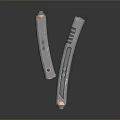 Sleek Silver Weapon Design With Red Accents And Decorative Details