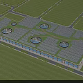 Modern Industrial Factory With Solar Panel Roofs And Green Grass Surroundings