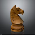 Wooden Chess Knight Piece With Polished Surface And Detailed Carving On Dark Background