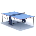 Portable Blue Ping Pong Table With White Lines Net Wheels And Sturdy Frame