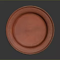 Red Carved Sculpture Plate With Intricate Decorative Edges And Embossed Center Design