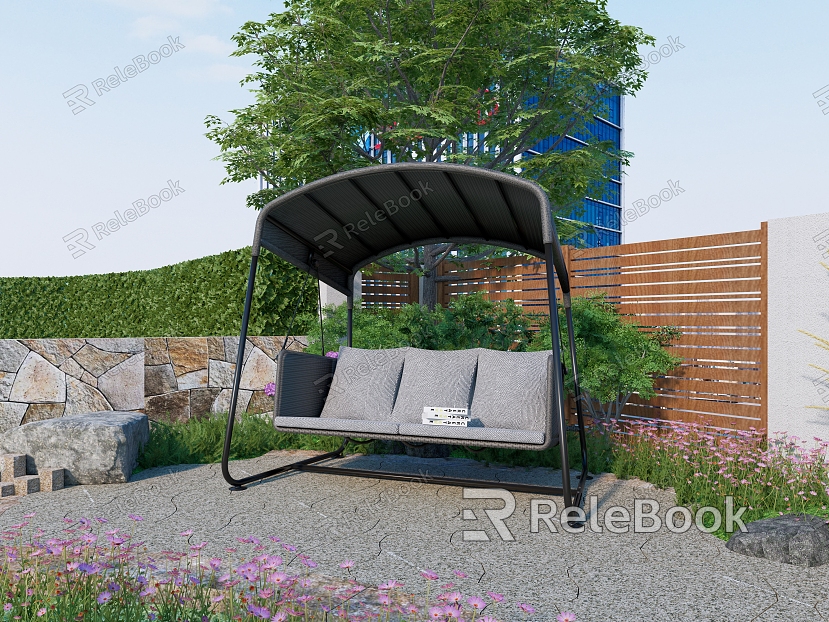 Modern Outdoor Swing Hanging Chair Double Three Person Hanging Chair with Canopy Hanging Chair Rattan Metal Hanging Chair model