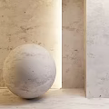 Concrete Sphere Decorative Component In Interior With Textured Light Wall 3d model