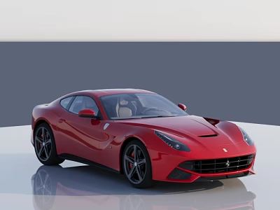 Red Ferrari Two Door Sports Car With Sleek Exterior Design Shiny Wheels On Reflective Surface 3d model
