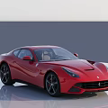 Red Ferrari Two Door Sports Car With Sleek Exterior Design Shiny Wheels On Reflective Surface