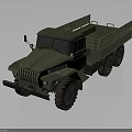 Green Military Truck With Vintage Design Rugged Tires And Open Cargo Bed
