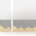 Modern Minimalist Chandelier with Slender Vertical Lines Gray Gold Gradient Reflective Base and White Background