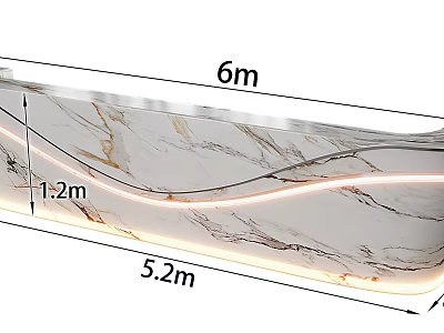 Modern Reception Desk With Marble Texture LED Strip Lighting And 6m Length 3d model