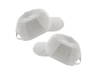 Two Gray Cloth Caps With Adjustable Straps For Daily Use 3d model