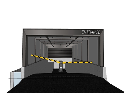 Underground garage entrance SU model 3d model