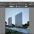Modern High Rise Residential Buildings With Surrounding Greenery Trees And Water Feature