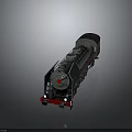 Steam Locomotive 3D Model With Silver Black Exterior Red Details Three Chimneys And Multiple Wheels