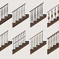 Different Stair Railings Styles With Wooden Handrails And Decorative Metal Balusters