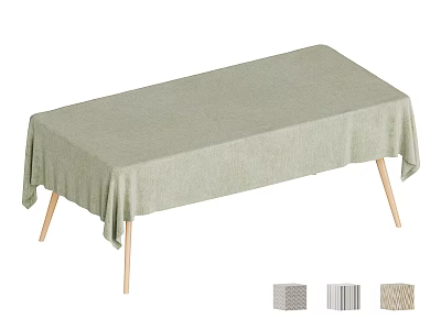 Light Green Tablecloth Covered Table With Light Wood Legs And Pattern Options 3d model