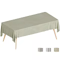 Light Green Tablecloth Covered Table With Light Wood Legs And Pattern Options 3d model