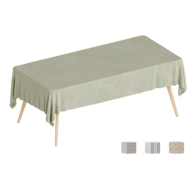 Light Green Tablecloth Covered Table With Light Wood Legs And Pattern Options 3d model