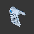 Detailed White Robotic Mechanical Glove With Blue Accents And Tech Features